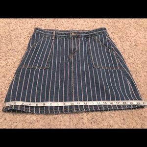 Jeans Denim Skirt White and Red Strip